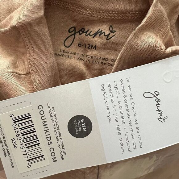 NWT Goumi Kids Sandstone Footie SZ 6-12mo Tan Neutral Baby Zippy Jumpsuit Bamboo - Picture 2 of 3